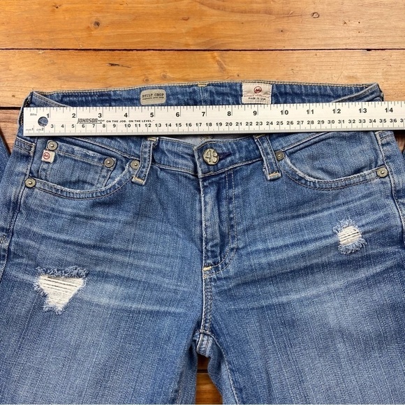 AG Adriano Goldschmied Stilt crop cigarette jeans ripped faded blue denim 27 - Picture 11 of 14